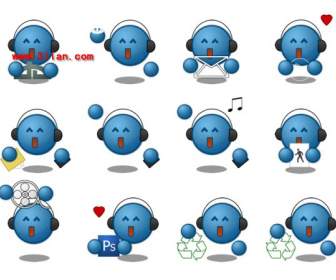 Blaue Süße Emoticons