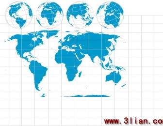 Blue Earth And World Map