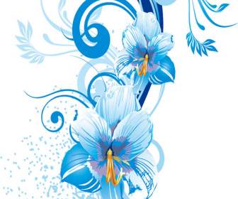 블루 우아한 꽃무늬 레이스