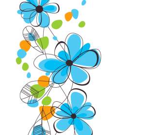 Mavi çiçek çizimler