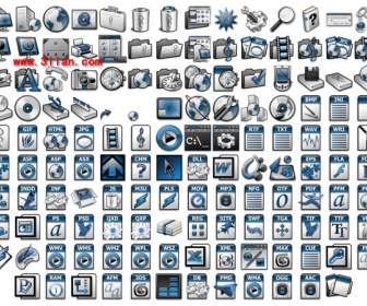 blue gray computer system icons