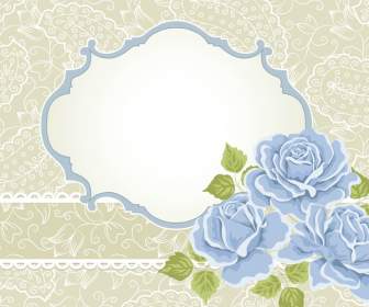 藍色的玫瑰花紋圖案邊框