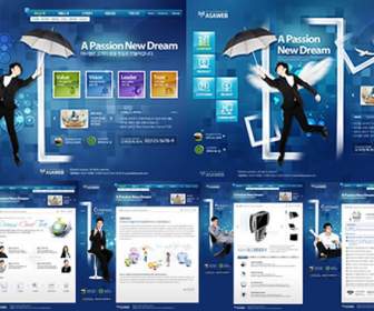 blue tech web design psd material