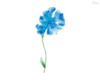 青い水彩花 Psd 素材
