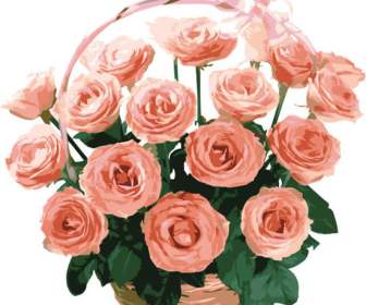Bouquets Of Roses Basket