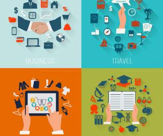 Business And Education Travel Icons