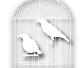 Käfig Mit Einem Vogel-silhouette