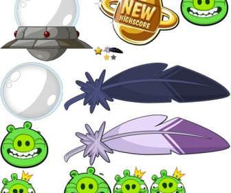 cartoon angry birds game props psd material
