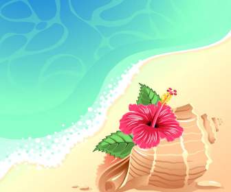 Cartoon Beach Background Illustration
