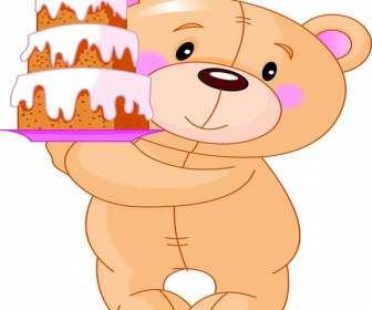 كارتون الدب كعكة عيد ميلاد