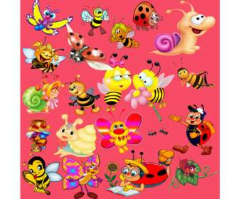 Cartoon Bee Ootheca Mantidis Worm Snail Psd Material