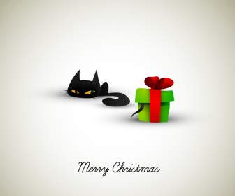 kartun kucing hitam kotak hadiah