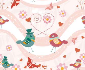 Cartoon Cute Love Birds