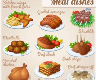 Cartoon Food Meat Dishes
