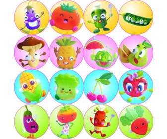 cartoon fruit and vegetable psd material