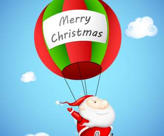 Cartoon Hot Air Balloon Santa