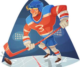 Ilustración De Dibujos Animados Del Hockey Sobre Hielo Jugadores