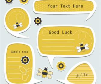 Cartoon Labels Dialog Boxes Bee