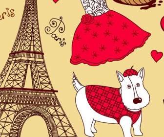 Parigi Di Fumetto Illustrazione Della Torre Eiffel