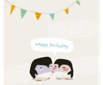 Cartoon Pinguin Geburtstag Hintergrund