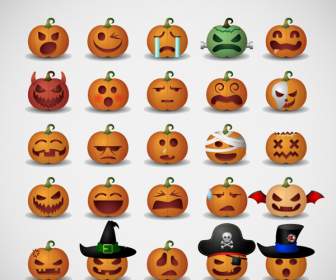 Cartoon Pumpkin Emoticons
