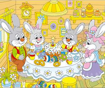 мультфильм кролик дом иллюстрации