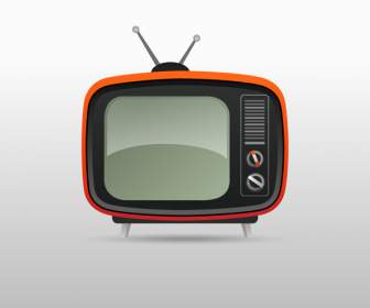 Aparelhos De Tv Antigos Desenhos Animados Vermelho