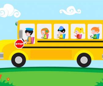 çizgi Film Okul Otobüsü Illüstrasyon