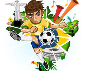 Cartoon Shoot Football Player