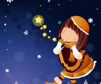 Garota De Floco De Neve De Desenhos Animados Natal