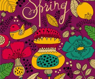 Cartoon Spring Flowers Background