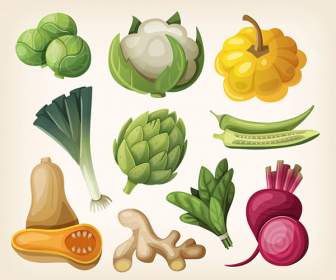 Cartoon Style Vegetables