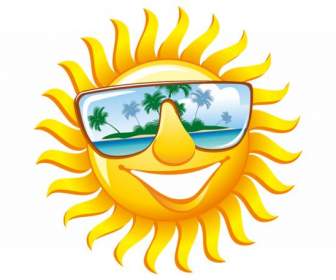 Cartoon Sun With Sunglasses Smiley