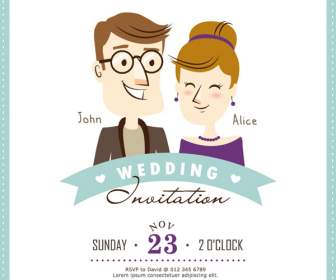 Cartoon Hochzeit Einladungskarten