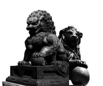 chinese stone lions psd material