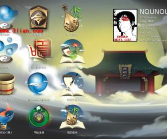 Chinese Style Computer Desktop Icons
