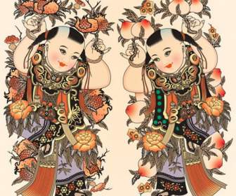 中国の伝統的な装飾的なパターンの若者倍賞