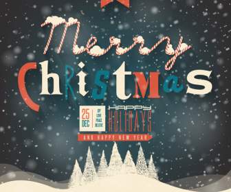 Christmas Snow Scene Retro Posters