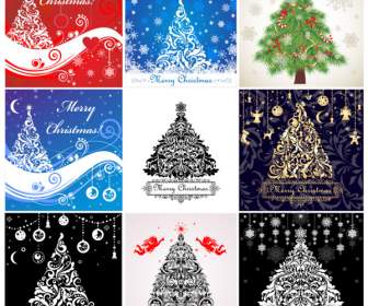 Cartões De Padrão De árvore De Natal
