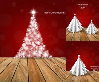 クリスマス ツリー木製の背景イラスト