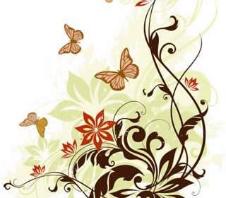 Kelebekler Ile Klasik çiçek Desenli