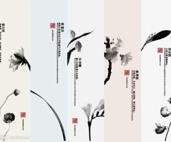 Tinta Cina Klasik Lukisan Anggrek Rumput