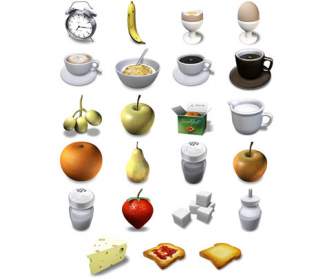 Kaffee-Obst Und Gemüse Symbole