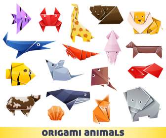 色彩設計的折紙動物
