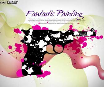 Color Ink Pistol Psd Material
