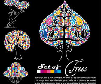 Farbe-Puzzle-Bäume