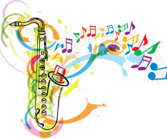 Color Saxophone And Notes