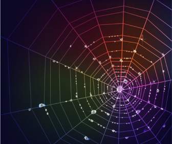 Renkli örümcek Web Arka Plan Damla