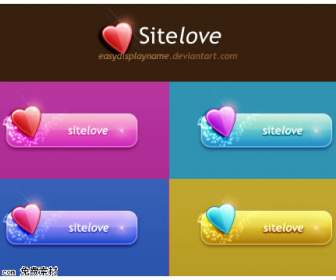 Colorful Heart Shaped Button Icon Psd Layered Material