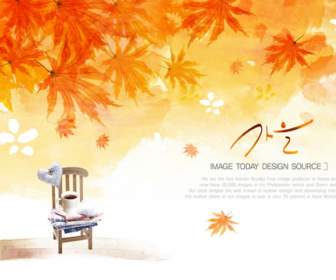 Comic Autumn Leaves Background Psd Stool Material